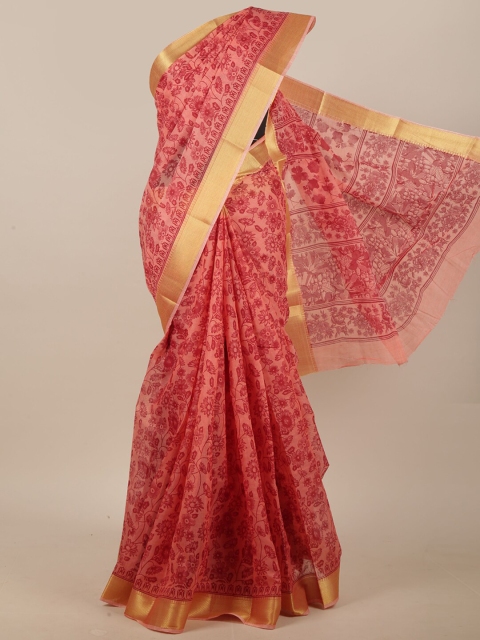 

Pothys Pink & Gold Floral Zari Saree