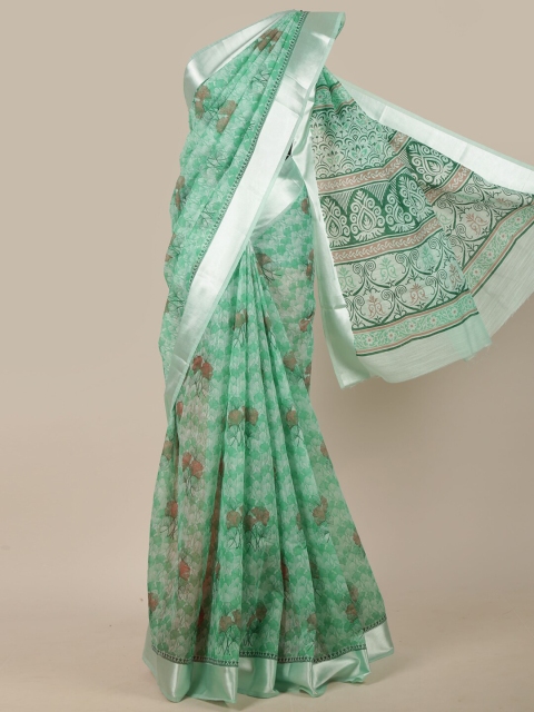 

Pothys Green & Nude-Coloured Floral Saree