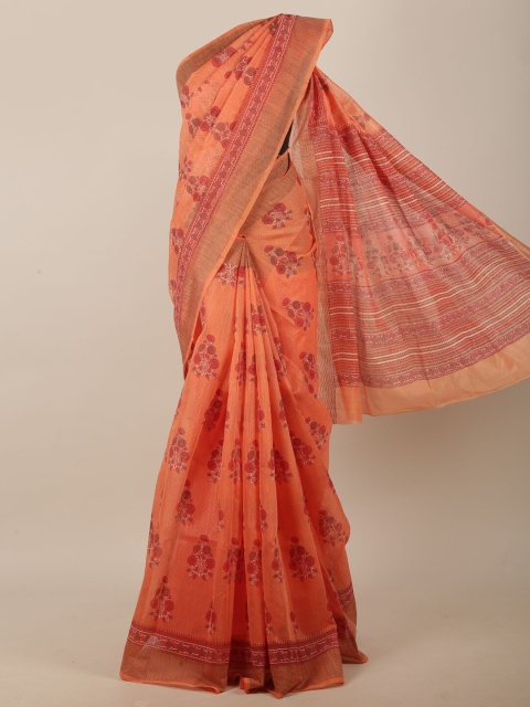 

Pothys Orange & Brown Floral Saree