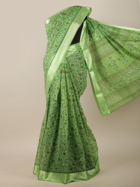 

Pothys Green & Red Floral Zari Saree