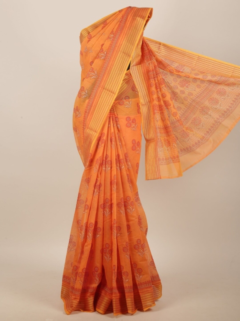 

Pothys Orange & Yellow Floral Saree