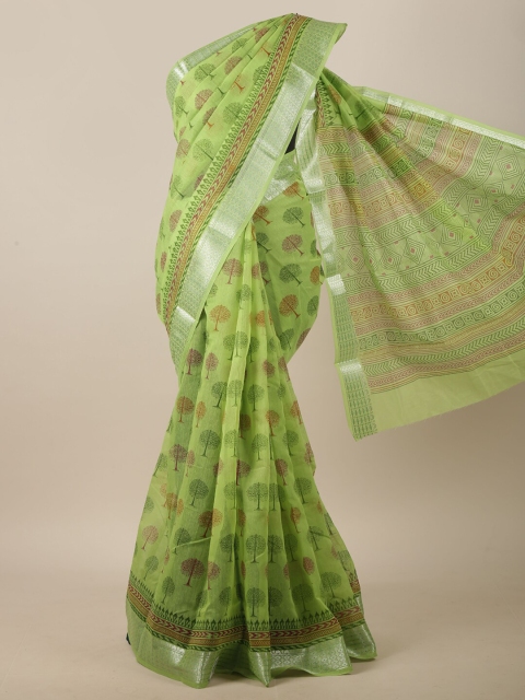 

Pothys Green & Red Floral Zari Saree