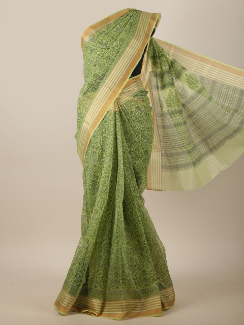 

Pothys Green & Beige Ethnic Motifs Saree