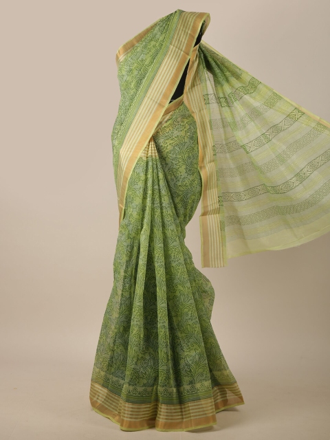 

Pothys Green & Beige Floral Printed Saree