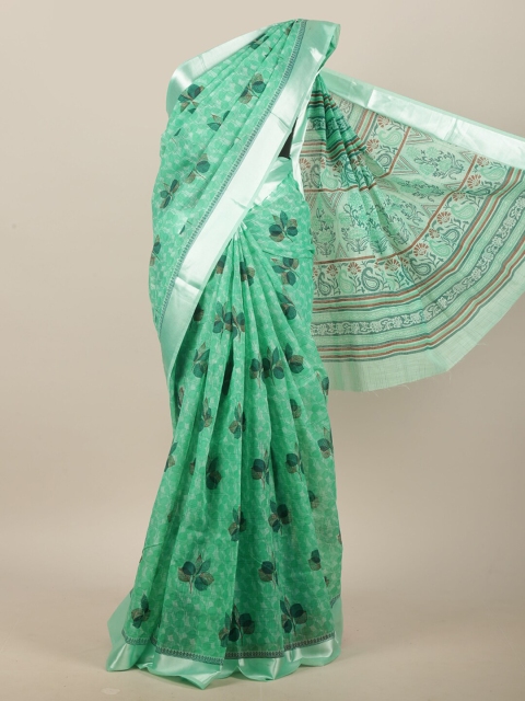 

Pothys Green & Silver Floral Saree