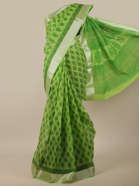 

Pothys Green & Gold Ethnic Motifs Saree