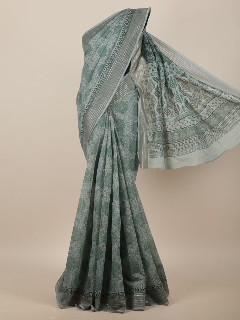 

Pothys Sea Green & Grey Floral Saree