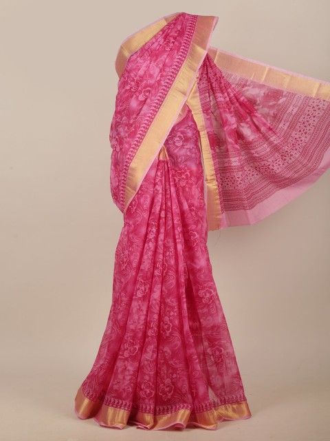 

Pothys Pink & Gold Floral Saree
