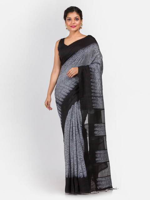 

Aryavart Grey & Black Pure Matka Silk Saree