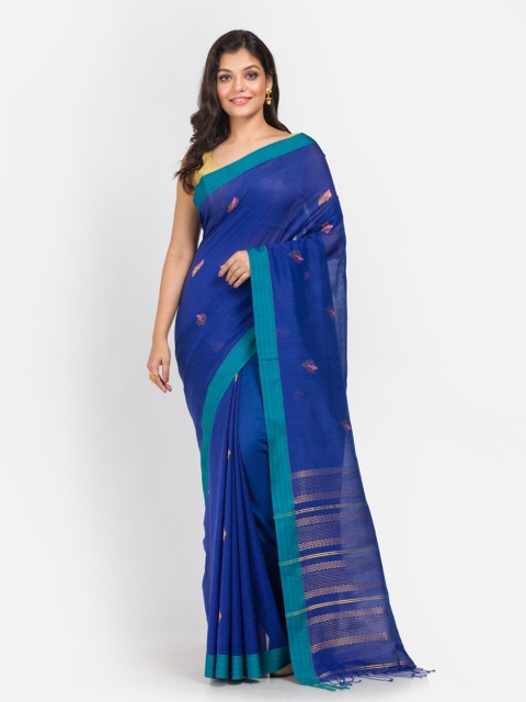 

Aryavart Blue & Gold Ethnic Motifs Pure Cotton Saree