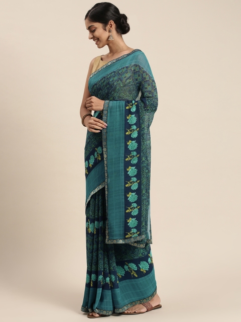 

Triveni Blue Ethnic Motifs Pure Georgette Saree
