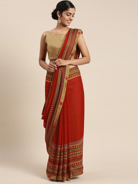 

Triveni Red Pure Georgette Saree