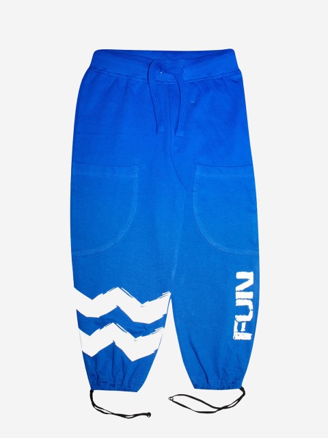 

KiddoPanti Kids Girls Blue Fun Printed Cotton Track Pants