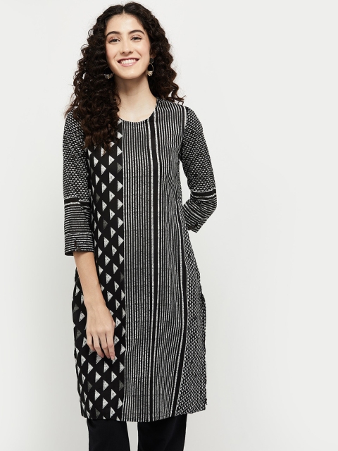 

max Women Black Flared Sleeves Kurta