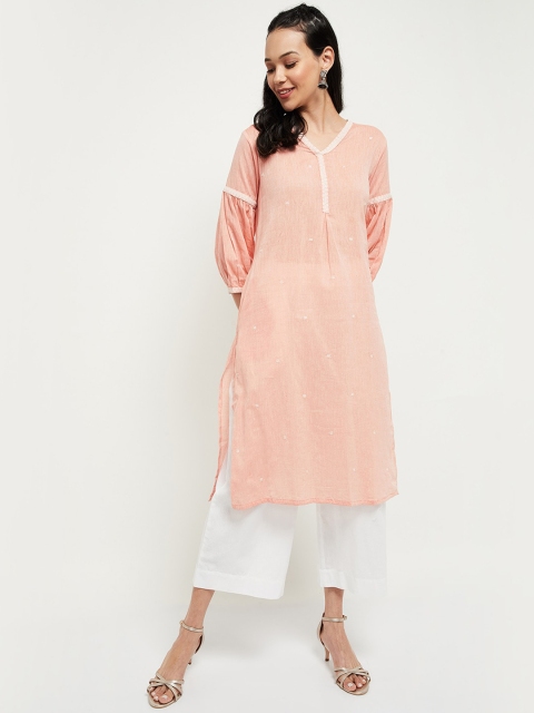 

max Women Coral Chikankari Pathani Kurta