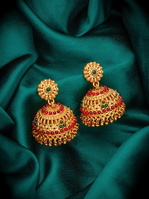 

aadita Gold-Toned Classic Jhumkas Earrings