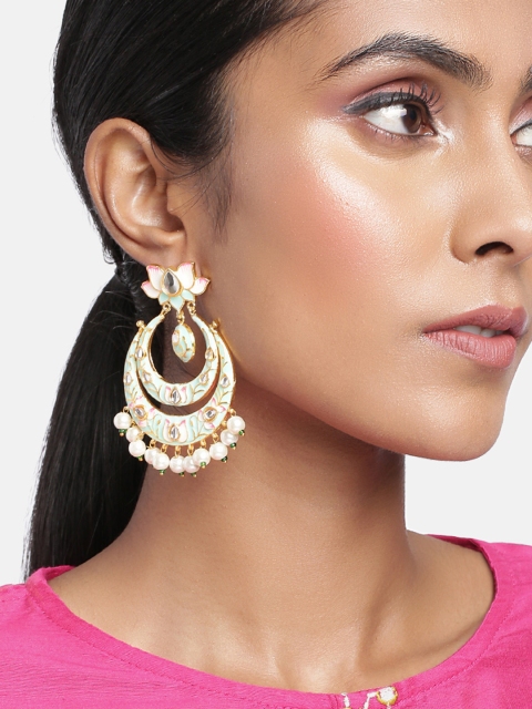 

Peora Women Sea Green Crescent Shaped Chandbalis Earrings