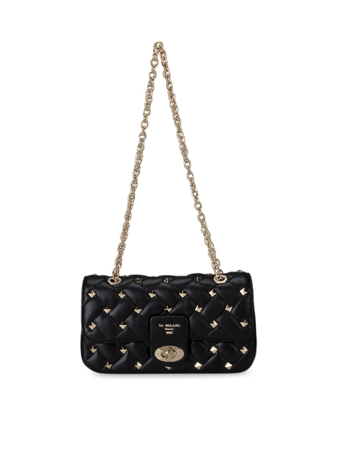 

Da Milano Black Embellished Leather Structured Sling Bag