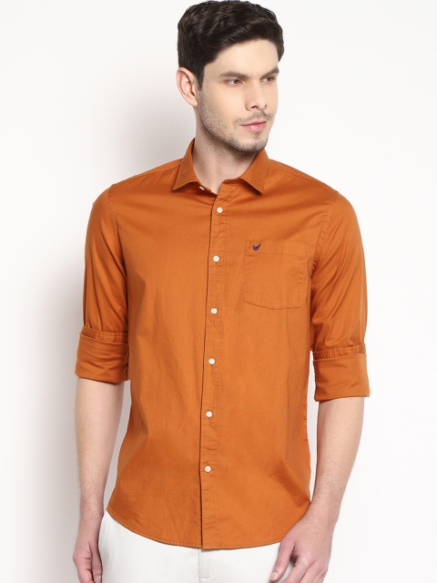 

Blackberrys Men Rust Slim Fit Opaque Pure Cotton Casual Shirt