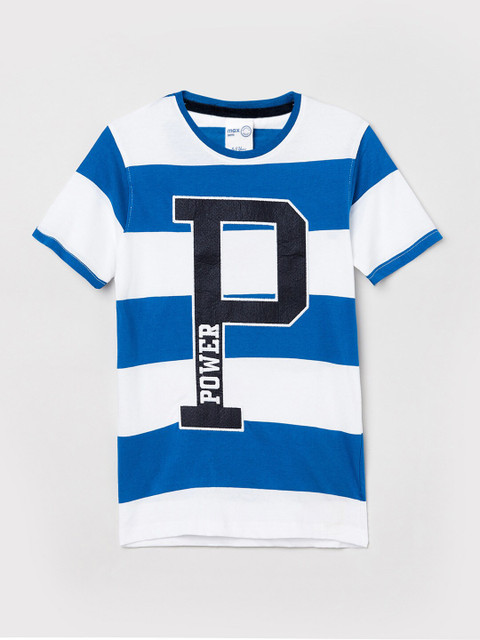 

max Boys Blue & White Striped Cotton T-shirt