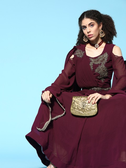 

Chhabra 555 Attractive Burgundy Made To Measure Lehenga Choli with Dupatta