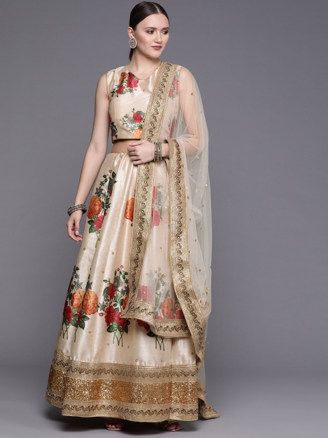 

Chhabra 555 Attractive Beige Made To Measure Lehenga Choli with Dupatta