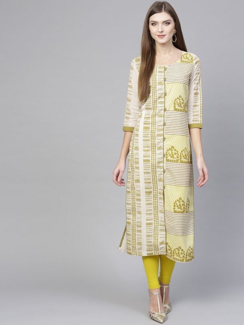 

Pannkh Women Off White Embroidered Thread Work Kurta