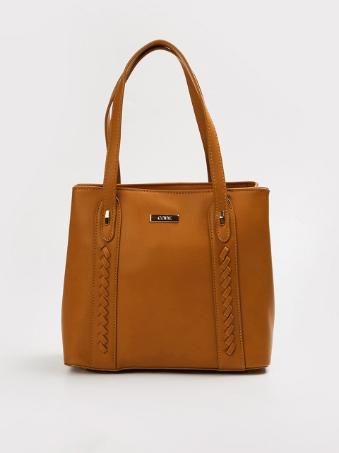 

CODE by Lifestyle Tan Textured Structured Shoulder Bag with Cut Work