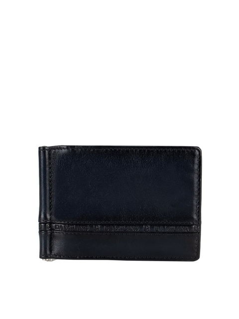 

Da Milano Men Navy Blue Textured Leather Two Fold Wallet
