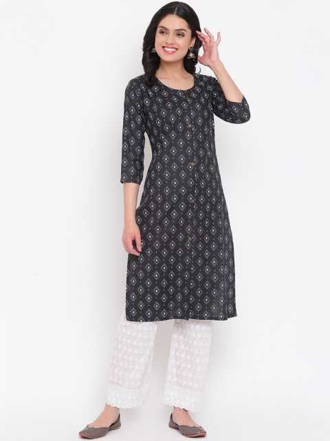 

Napra Women Black Ethnic Motifs Printed Kurta