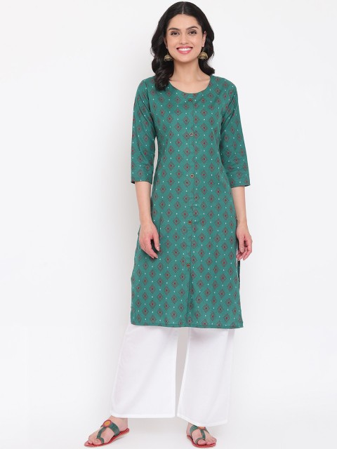 

Napra Women Green Geometric Printed Kurta