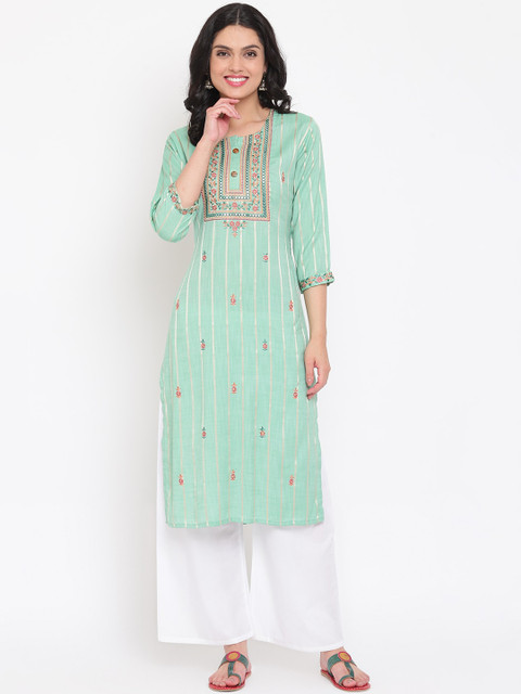 

Napra Women Green Floral Embroidered Pastels Kurta