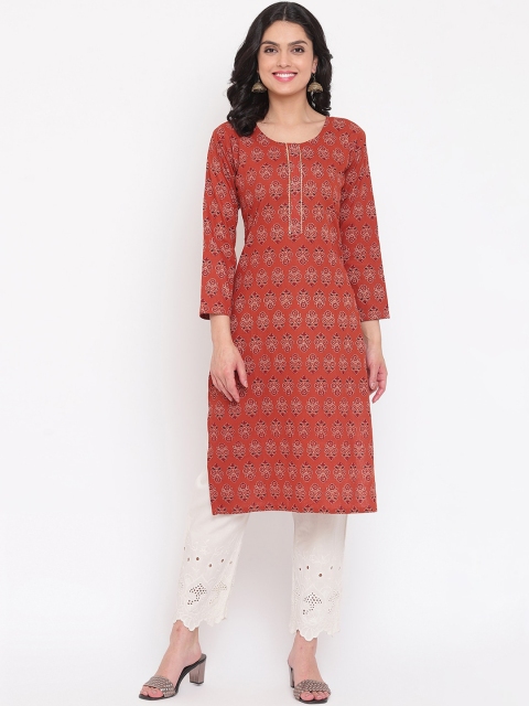 

Napra Women Rust Red Ethnic Motifs Printed Kurta