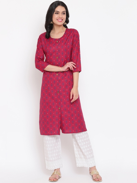 

Napra Women Maroon Ethnic Motifs Printed Kurta