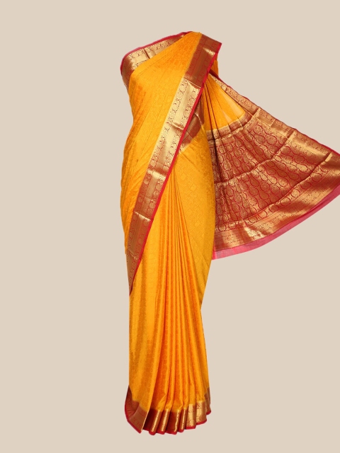 

The Chennai Silks Yellow & Gold Woven Design Mysore Silk Saree