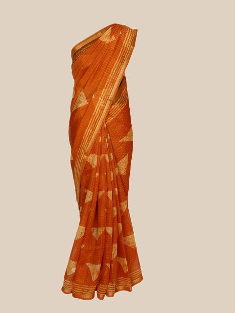 

The Chennai Silks Mustard & Gold Zari Pure Cotton Chanderi Saree