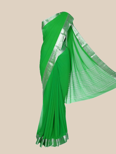 

The Chennai Silks Green & Silver Mysore Silk Saree