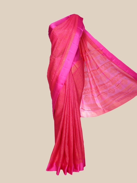 

The Chennai Silks Pink & Gold Ethnic Motifs Zari Brasso Saree