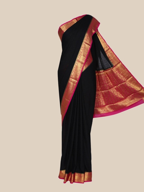 

The Chennai Silks Black & Pink Zari Mysore Silk Saree