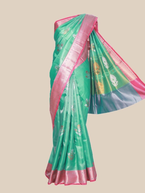 

The Chennai Silks Green & Magenta Woven Design Organza Banarasi Saree