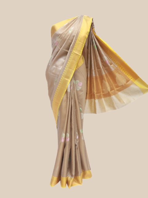 

The Chennai Silks Grey & Yellow Woven Design Organza Banarasi Saree