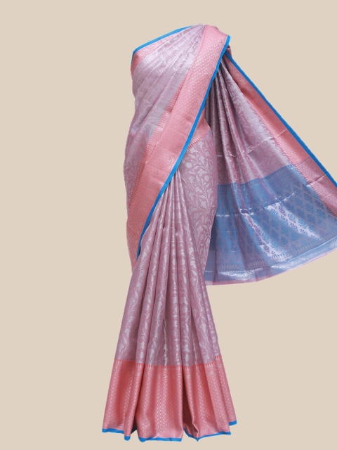 

The Chennai Silks Pink & Purple Floral Zari Banarasi Saree