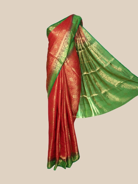 

The Chennai Silks Maroon & Green Woven Design Zari Border Saree