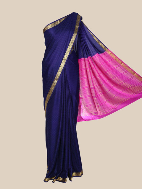 

The Chennai Silks Navy Blue & Pink Woven Design Mysore Silk Saree