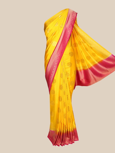 

The Chennai Silks Yellow & Pink Woven Design Zari Silk Blend Saree