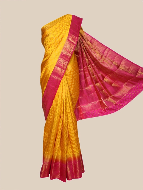 

The Chennai Silks Yellow & Pink Woven Design Zari Saree