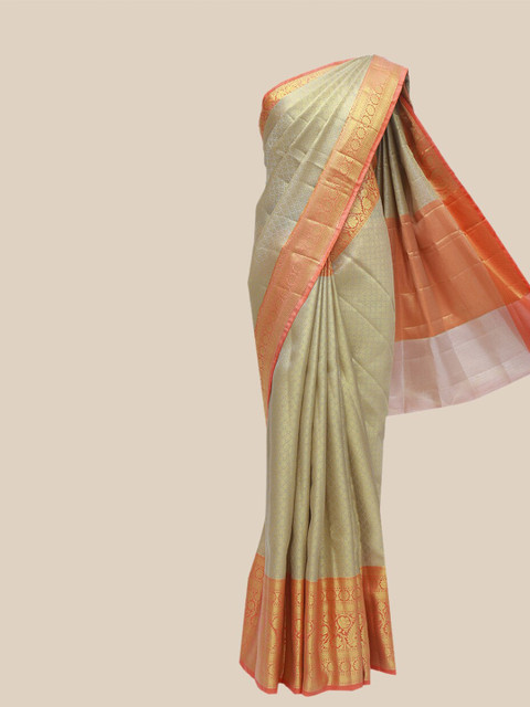 

The Chennai Silks Beige & Pink Woven Design Organza Banarasi Saree