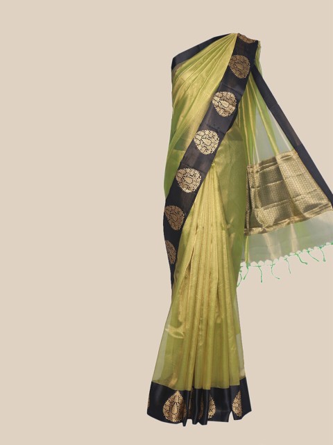 

The Chennai Silks Green & Navy Blue Woven Design Organza Banarasi Saree