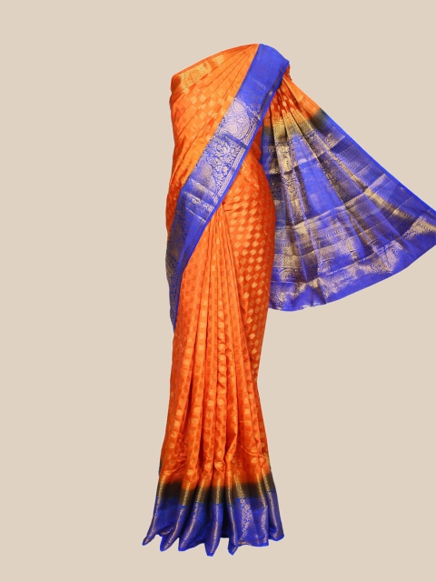 

The Chennai Silks Orange & Blue Woven Design Fusion Saree