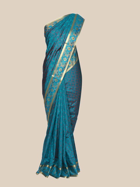 

The Chennai Silks Turquoise Blue & Beige Woven Design Zari Art Silk Fusion Saree